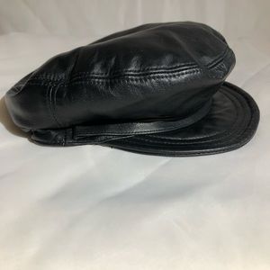 Black Soft Leather Flat Cap